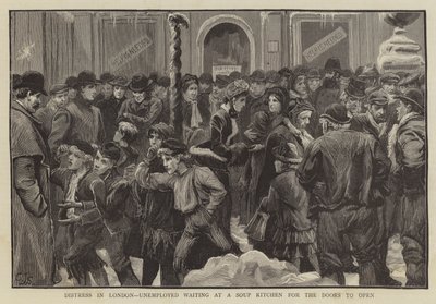Détresse à Londres, chômeurs attendant à une soupe populaire - Charles J. Staniland